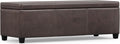 SIMPLIHOME Avalon Storage Ottoman Bench - 48' Wide x 16' High Upholstered Vegan Leather Rectangular Lift-Top Ottoman in Distressed Brown, Contemporary Bench for Living Room with High-Density Foam