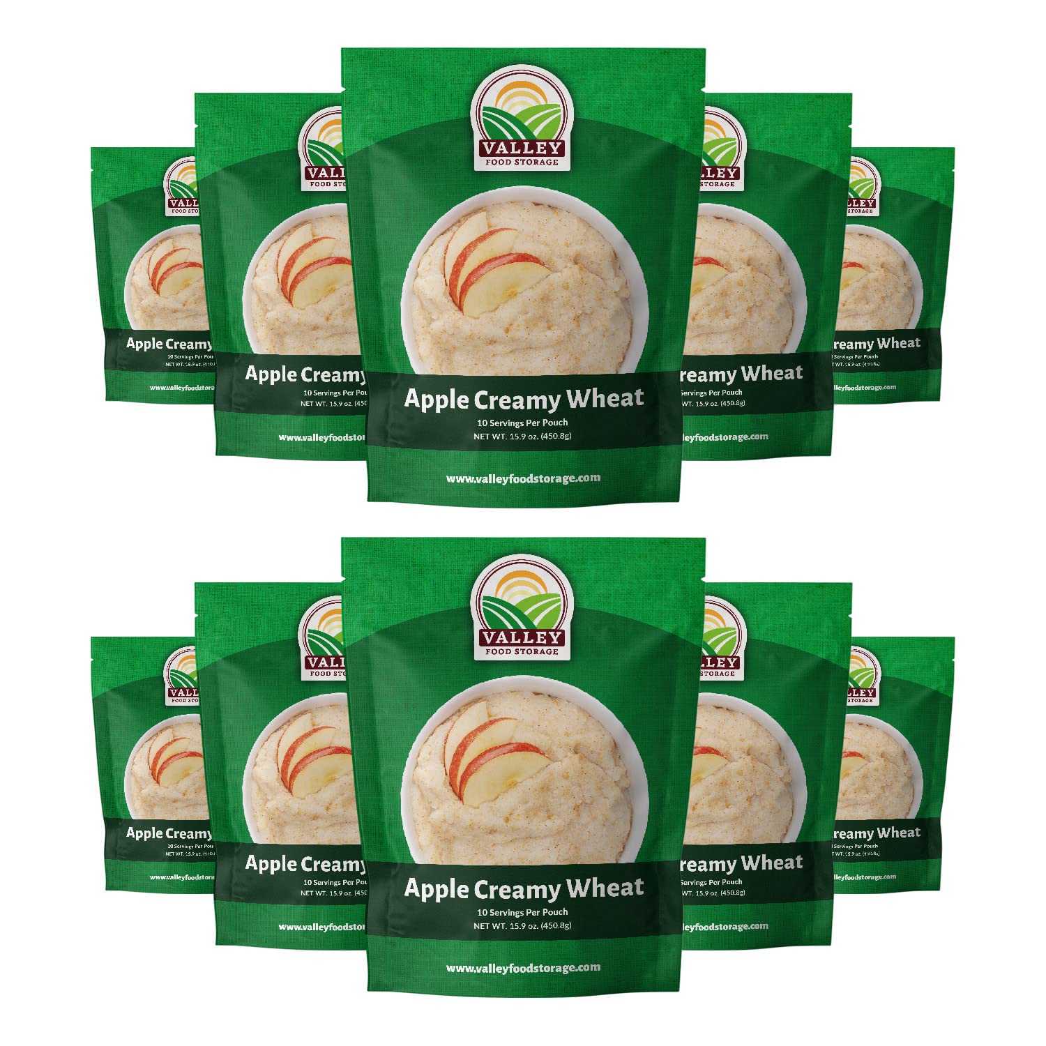 Valley Food Storage Apple Creamy Wheat | 100 Serving Emergency Breakfast Food Supply, 10-Bag Bucket | 25 Year Shelf Life | Survival Meals for Long Term Food Storage, Camping & Prepper Supplies