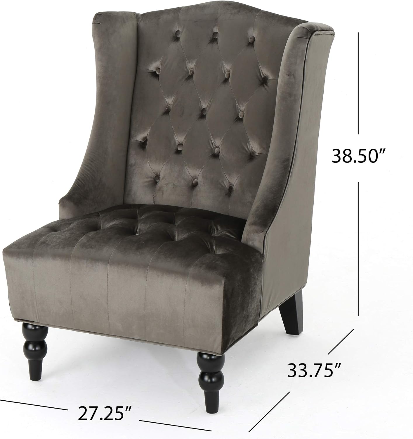 Christopher Knight Home Toddman High-Back Velvet Club Chair, Grey