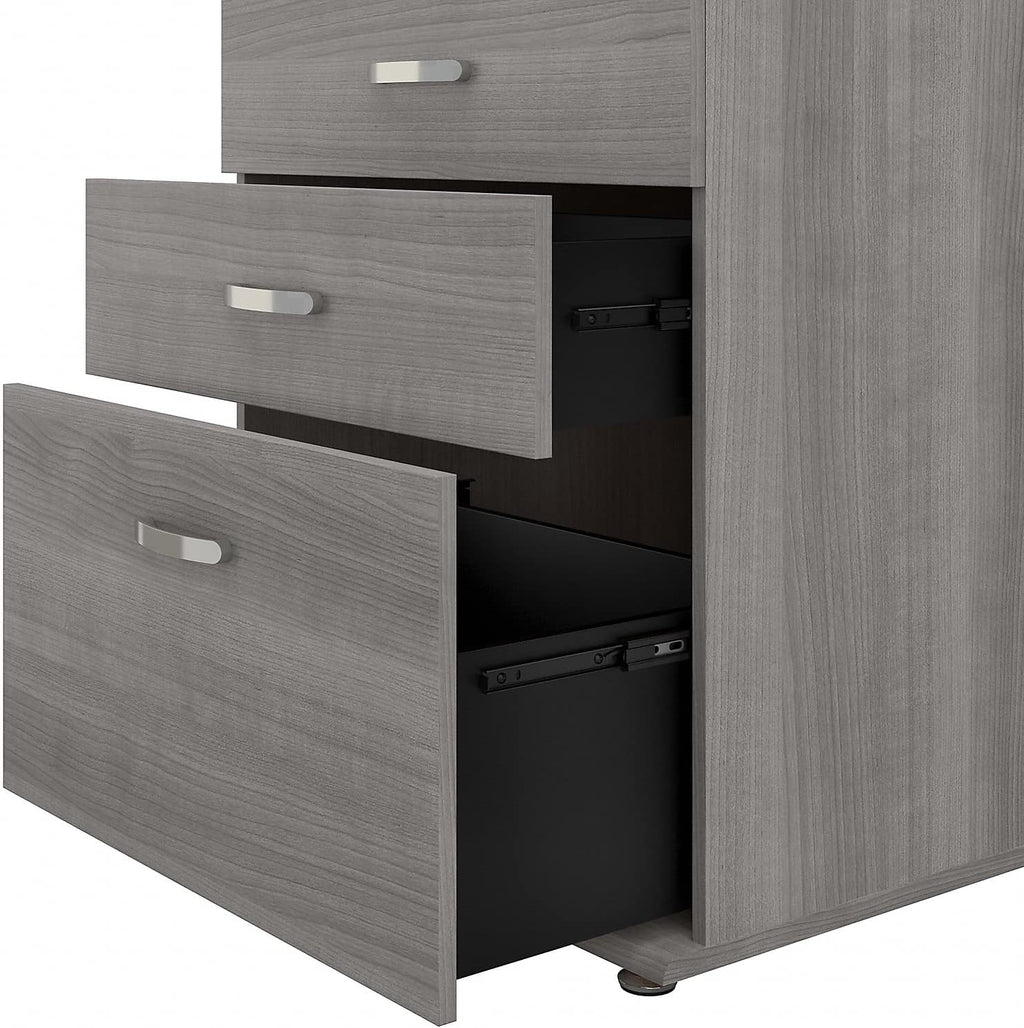Bush Business Furniture Universal Floor Storage Cabinet with Drawers in Platinum Gray