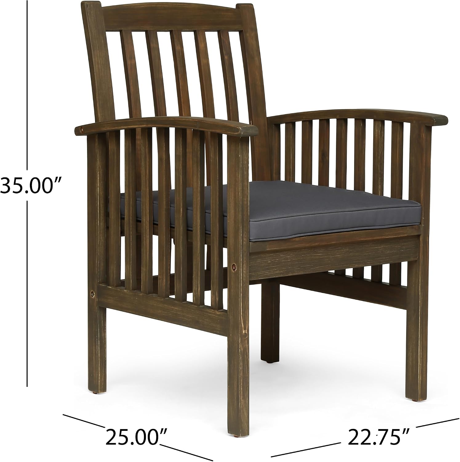 Christopher Knight Home Casa Outdoor Acacia Wood 5 Piece Dining Set with Round Table and Water Resistant Cushion, Gray Finish and Dark Gray