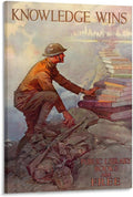 Knowledge Wins - Public Library Books - 1918 - World War I - Propaganda Poster Canvas Printing Wall Decoration Art For Room Aesthetics And Decoration 20x30inch(50x75cm)