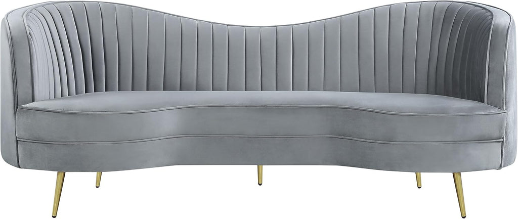 Coaster Home Furnishings - Sophia - Velvet Fabric Upholstered Channel Tufted Stationary Sofa with Inverted Camel Back - Contemporary - Living Room - Gray - 506864