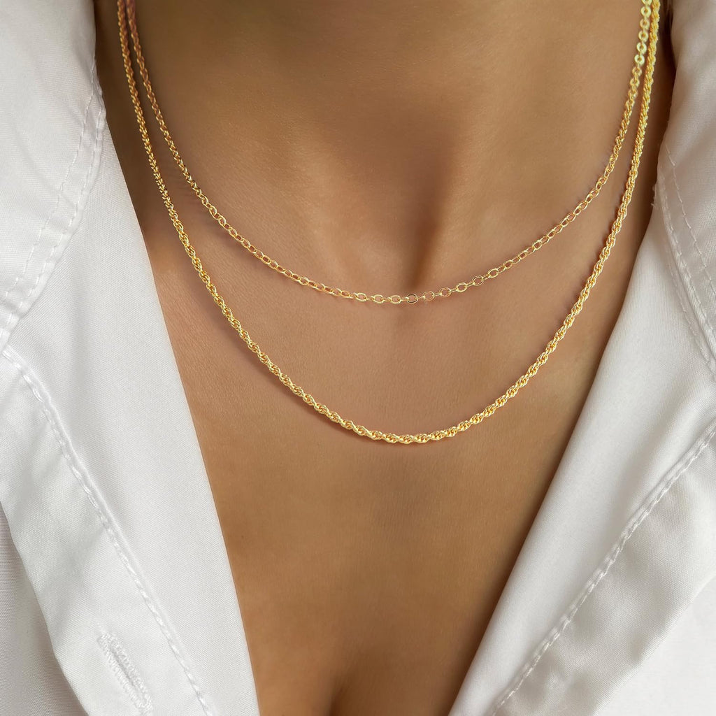 14K Gold Necklaces for Women Trendy 14K Gold Chain for Women Layered Necklaces for Womens Refined Shine and Elegant Presence Chains Necklace Womens 18in+4cm