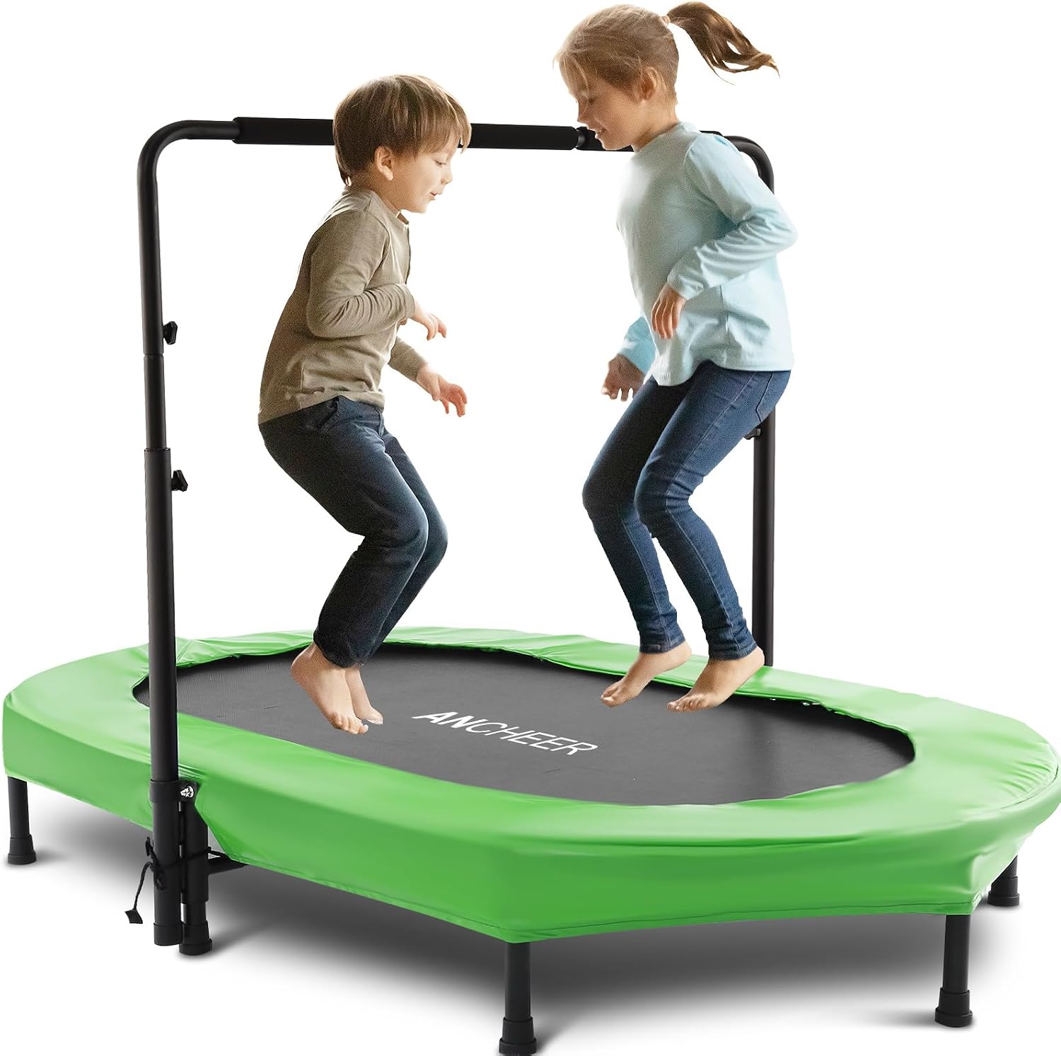 Trampoline for Kids, Toddler Trampoline Indoor Sports and Outdoor Games 56' Kids Rebounder 220LBS Capacity with Adjustable Safety Handrail Foldable Jumper for Boy Girls ASTM Certified