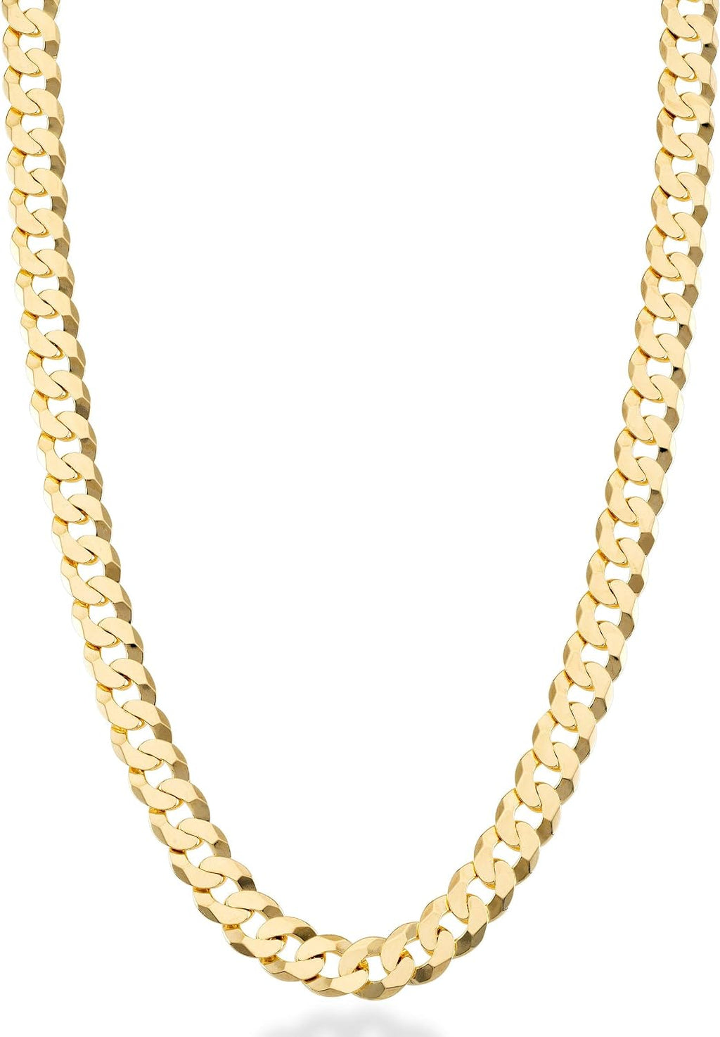 Miabella Italian 18K Gold Plated 925 Sterling Silver 7mm Cuban Link Curb Chain Necklace for Men Women, Made in Italy