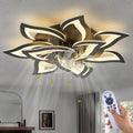 Dalouguan Modern Ceiling Fan with Lights Remote Control, 32' Black Ceiling Fan with Light, 6 Speeds 3 Light Color Low Profile Flush Mount Ceiling Fan for Kitchen Bedroom