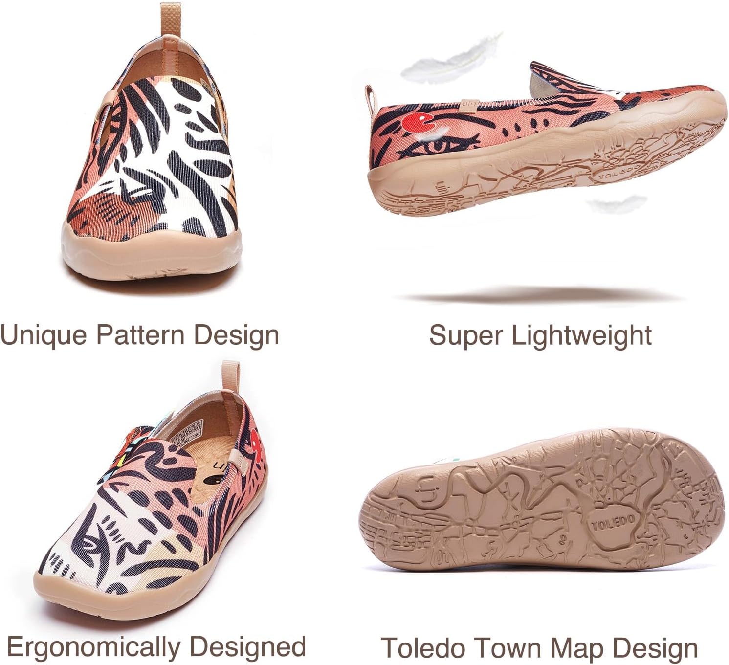 UIN Women's Casual Loafers Travel Painted Walking Slip On Lightweight Comfortable Canvas Fashion Sneakers