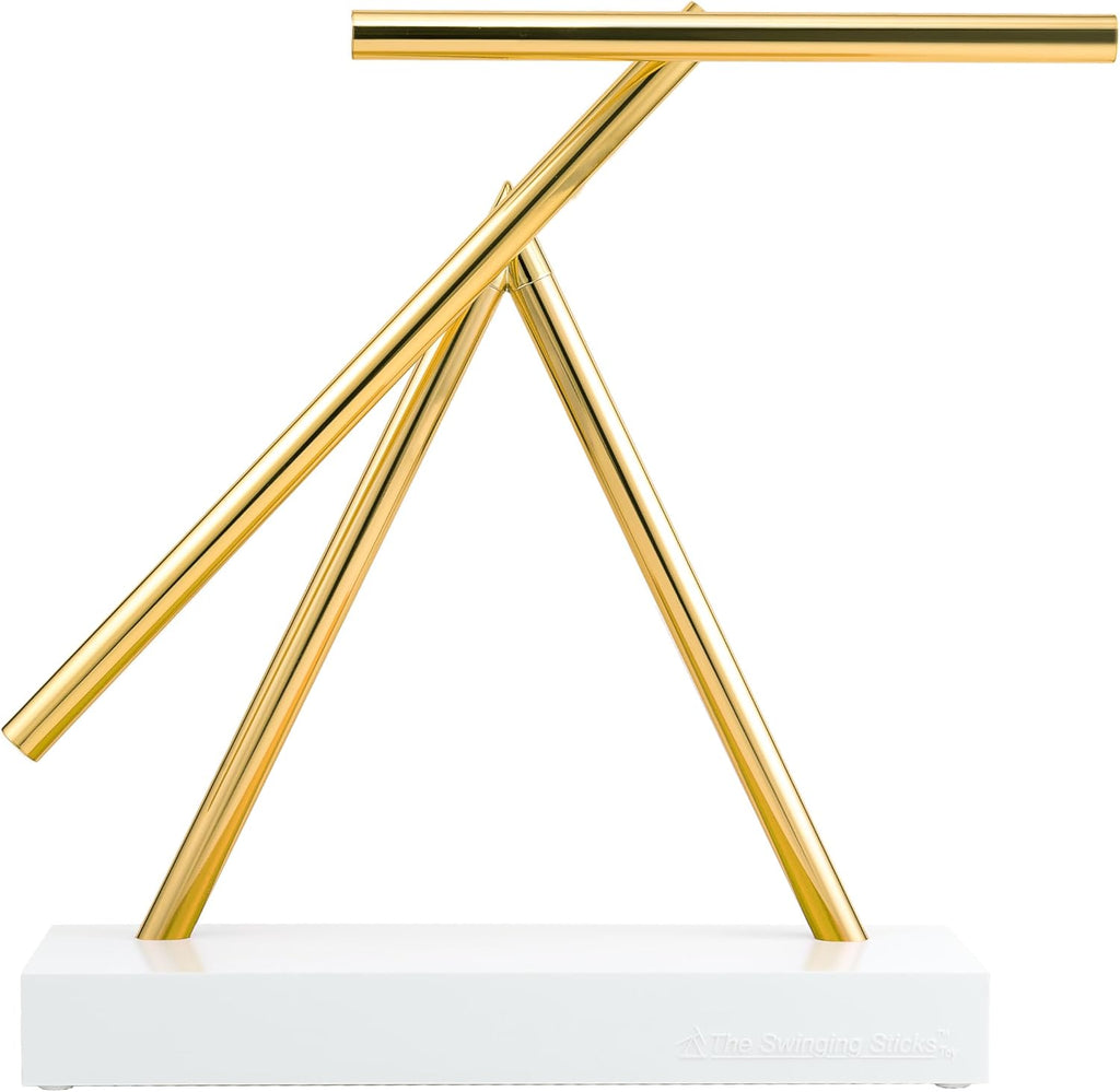 Kinetic Energy Sculpture - Desktop Toy Version (White/Gold)
