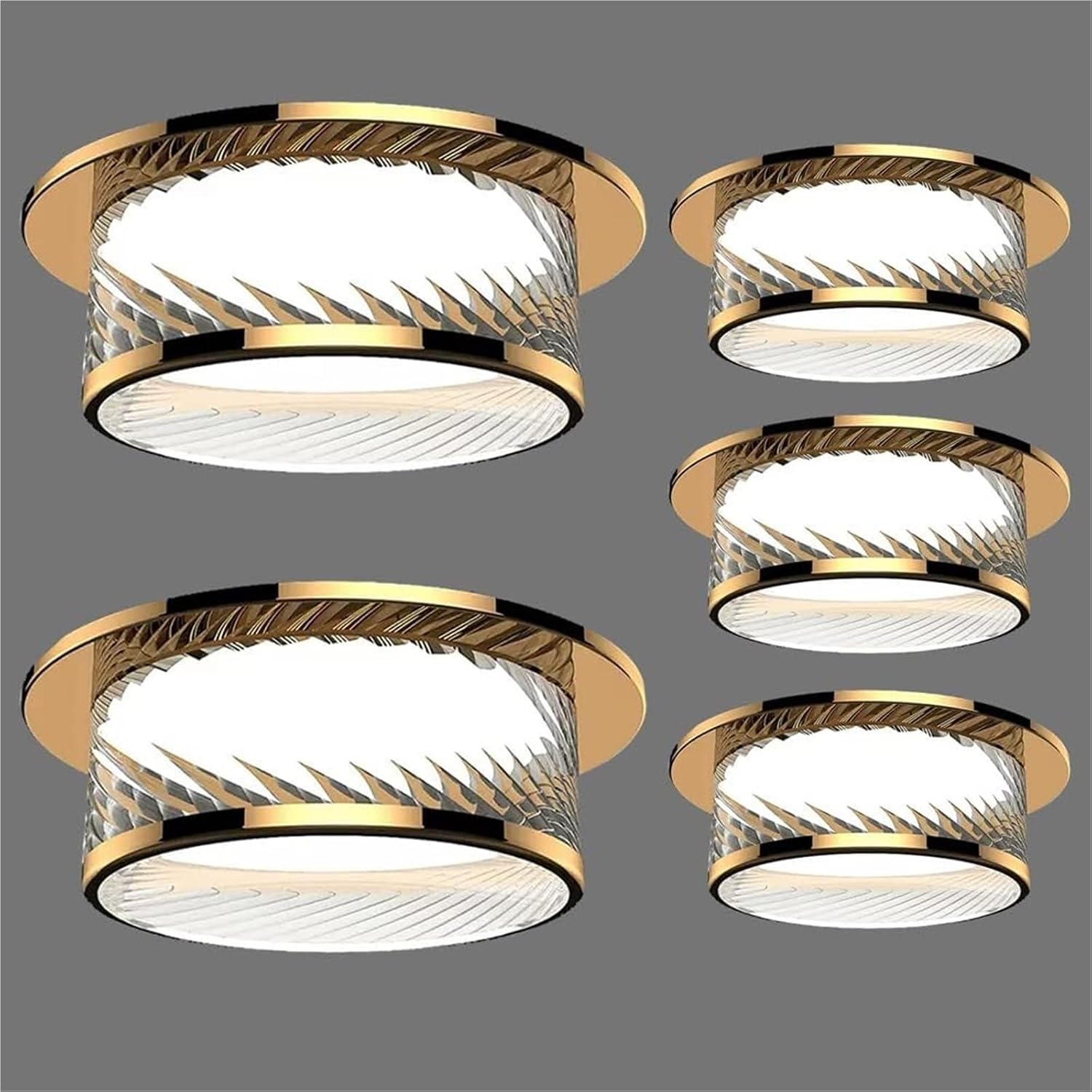 5 Pack Spiral Round Ceiling Downlights, 5W/7W/9W/12W Adjustable Color Temperature, d Decorative Indoor Spotlights for Bedroom Lighting (d 5W)