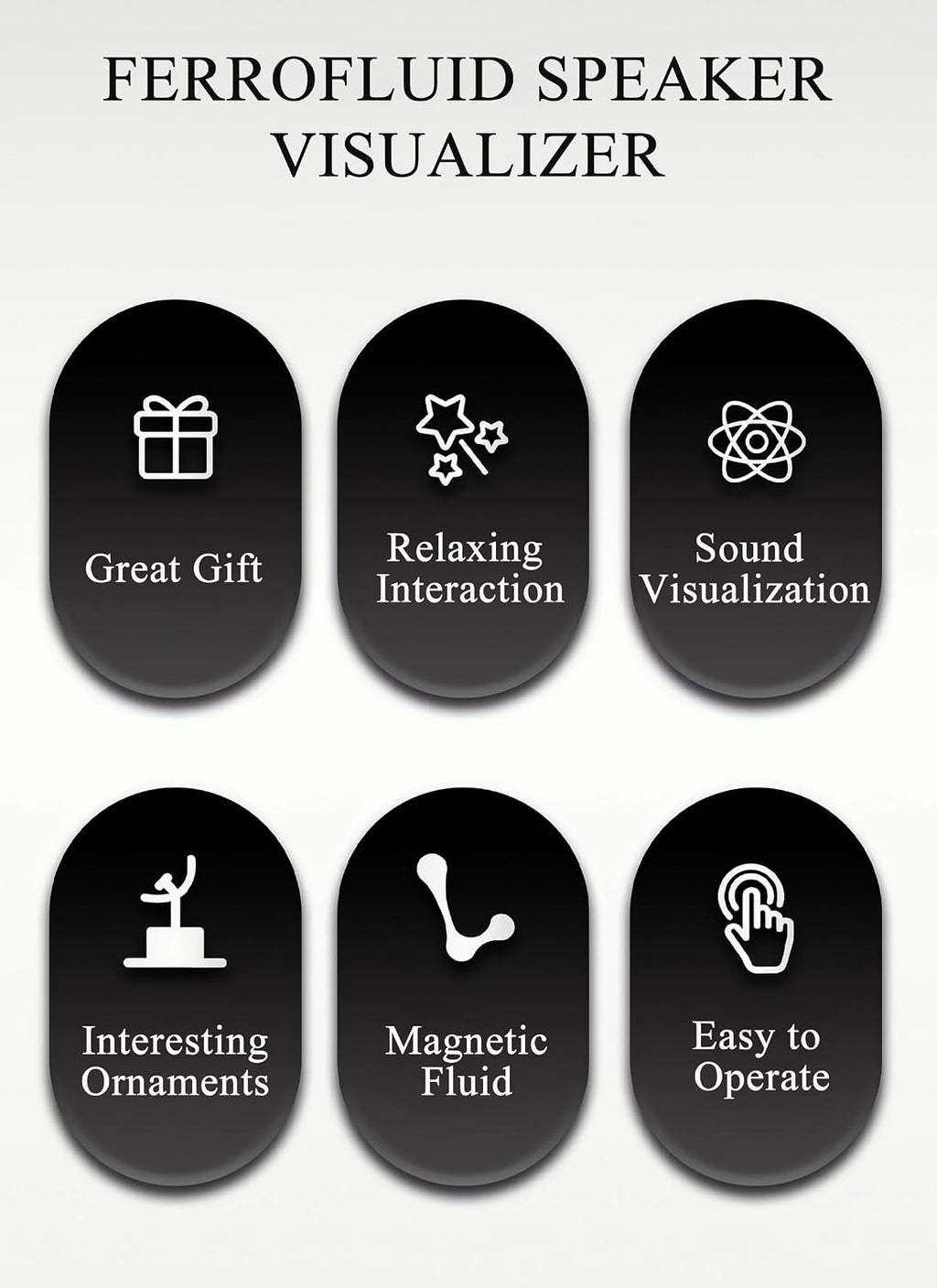 Cuifati Ferrofluid Speaker Sound Visualizer, Magnetic Fluid Sound Pickup with Music Rhythm, Dancing Ferrofluid in a Bottle Visual Desktop Ornament for Desktop Decoration