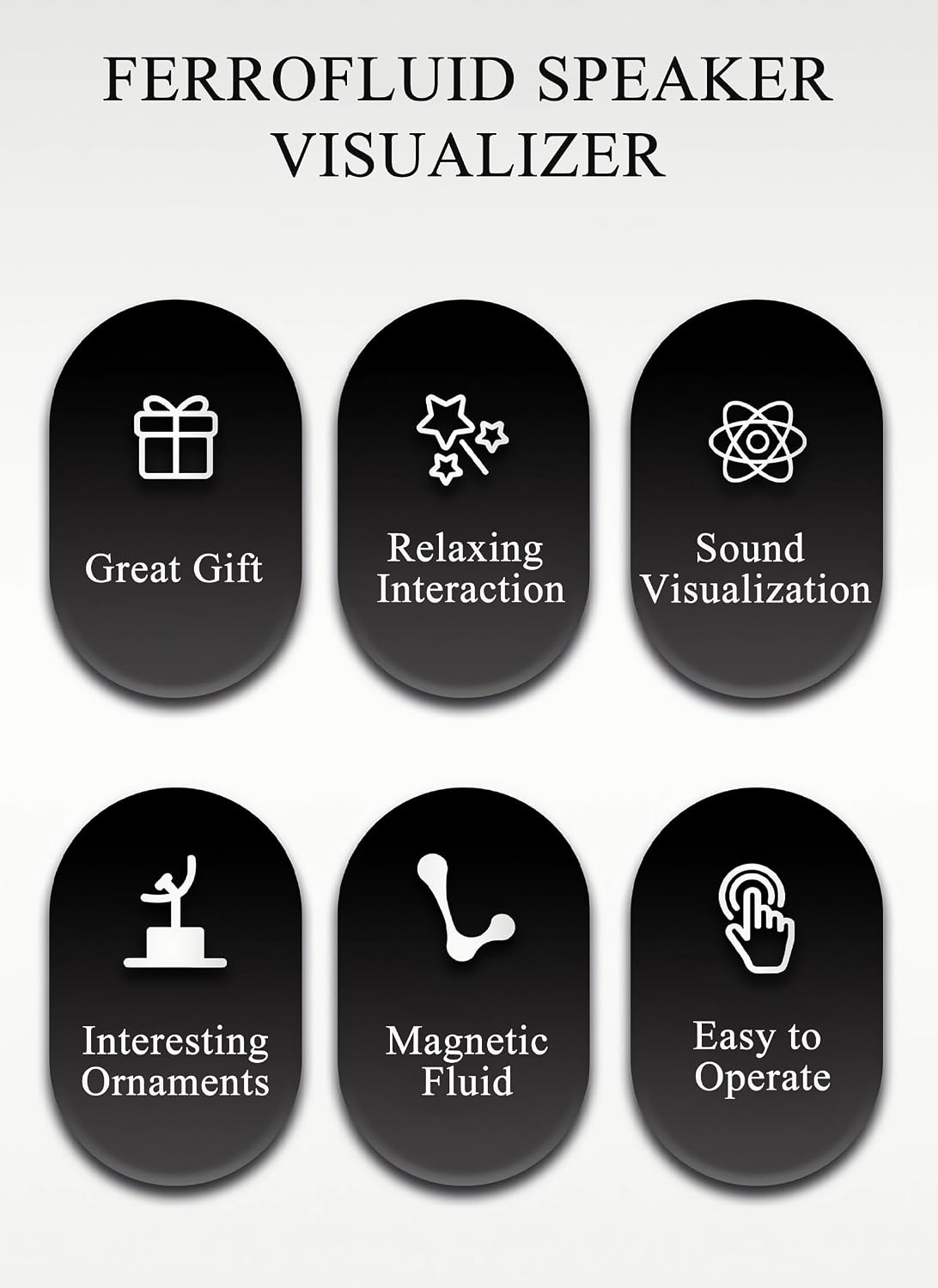 Cuifati Ferrofluid Speaker Sound Visualizer, Magnetic Fluid Sound Pickup with Music Rhythm, Dancing Ferrofluid in a Bottle Visual Desktop Ornament for Desktop Decoration