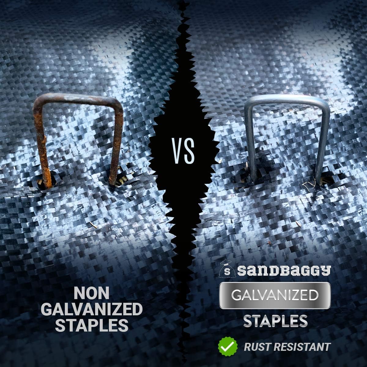 Sandbaggy 12 Inch Rust-Free Landscape Staples ~ Extra Long SOD Garden Stakes Weed Barrier Pins (250 Staples)