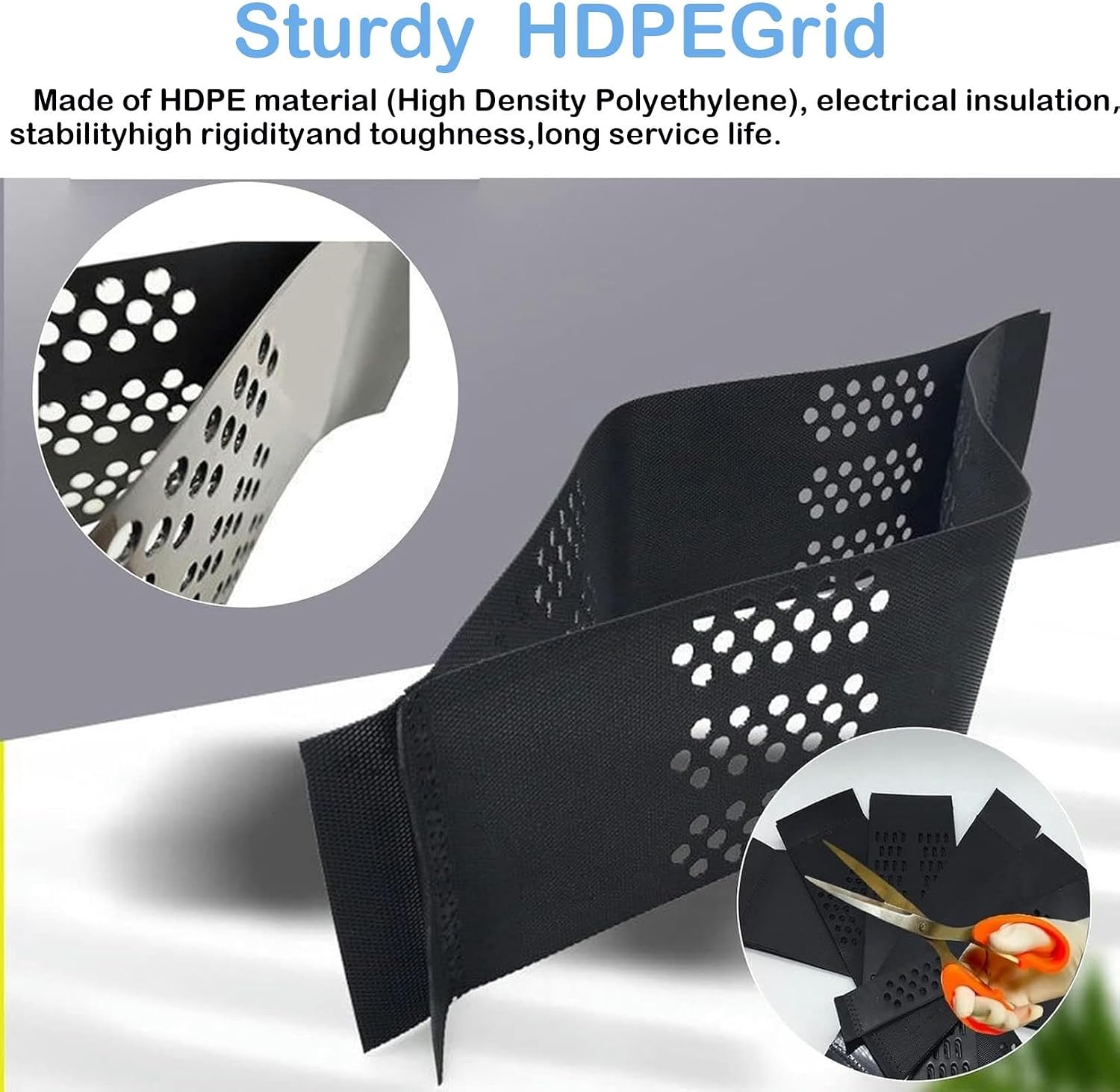 2' Thick Expandable Ground Grid Stabilizer, Length 13 ' 16'19'19.7 Ft HDPE Gravel Stabilizer Grid Landscape Staples Pea Gravel Grid for Driveway(H 10cm/4in,3x20ft/1x6m)