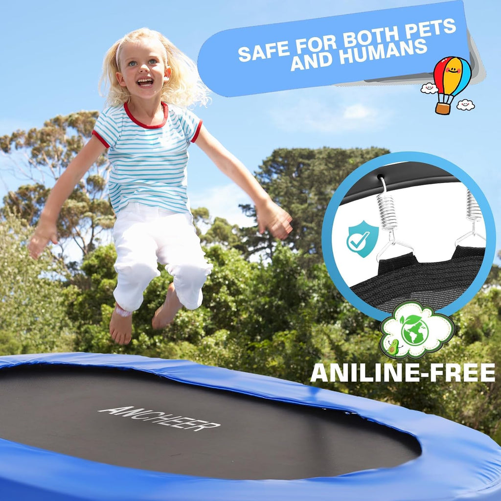ANCHEER Trampoline for Kids, Toddler Trampoline Indoor Sports and Outdoor Games 56' Kids Rebounder 220LBS Capacity with Adjustable Safety Handrail Foldable Jumper for Boys and Girls