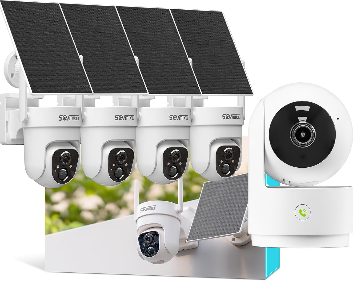 Vicohome AI 2K Outdoor Solar Battery Security Cam & Indoor Plug-in Cam System, Two Way Audio, Motion Detection, 360° View, Easy to Setup, Color Night Vision, Audible Siren, 180 Days Exchange Policy