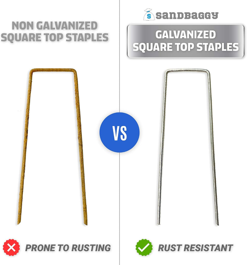 Sandbaggy 8 Inch Long x 2 Inch Wide Extra Wide Landscape Staples~ Fabric Pins Garden Ground Cover Stakes (500 Staples)