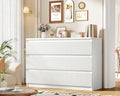 Jocoevol 6 Drawer Fluted Dresser, Modern Chest of Drawers for Bedroom with Hidden Handles, Wood Storage Organizer Cabinet for Living Room & Entryway, White (15.7' D x 47.3' W x 31.6' H)