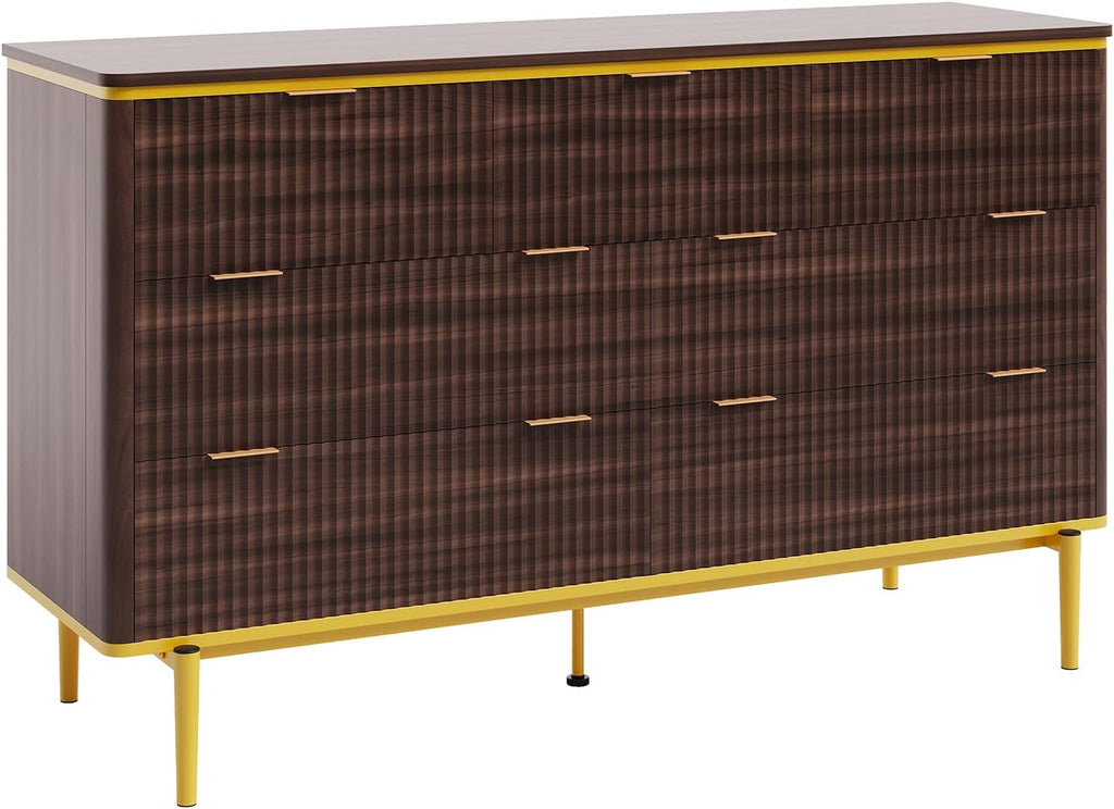 Garvee LED Dresser with Charging Station - Modern 5-Drawer 47' Wide Wooden Chest, Storage Organizer for Bedroom, Nursery, Hallway & Apartments