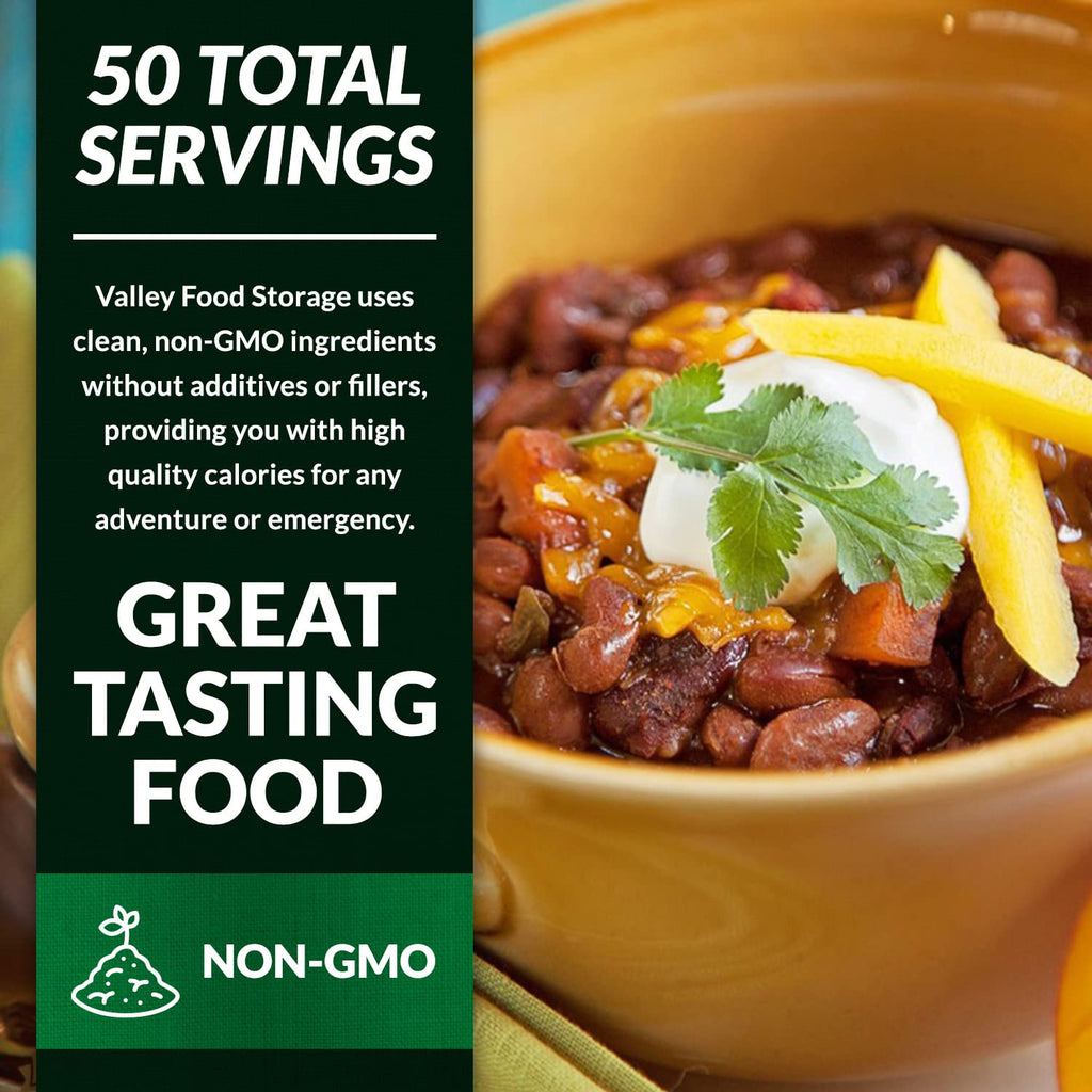 Valley Food Storage Mango Habanero Chili | 10-Bag Bucket, 50 Servings | Premium Emergency Food Supply, 25 Year Shelf Life | Survival Meal Kits, Prepper Food & Off-Grid Living Supplies, Packaged in USA