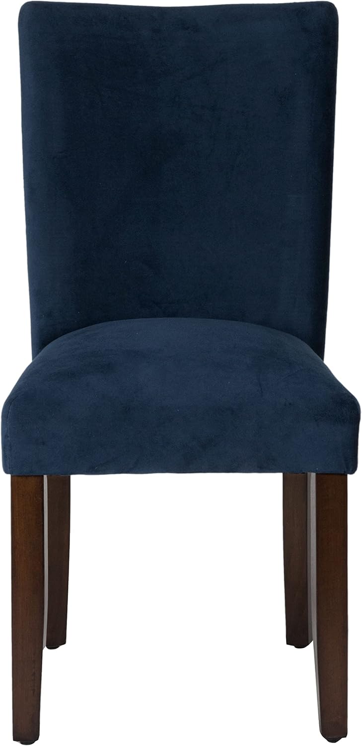 HomePop Parsons Classic Upholstered Accent Dining Chair, Set of 2, Navy Velvet