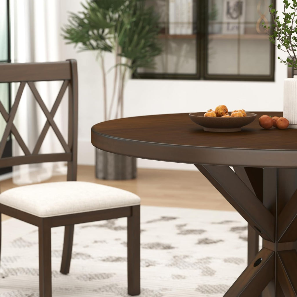 Roundhill Furniture Windvale Cross-Buck Base Dining Table, Espresso
