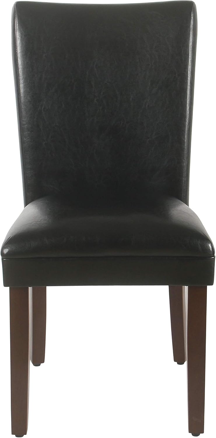 HomePop Parsons Upholstered Accent Dining Chair, Set of 2, Black Faux Leather