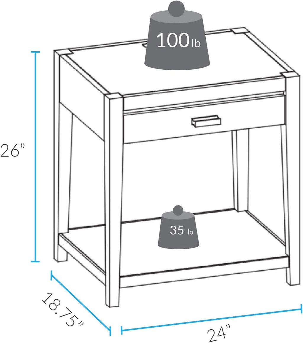 Notre Dame Nightstand with USB Port-Espresso