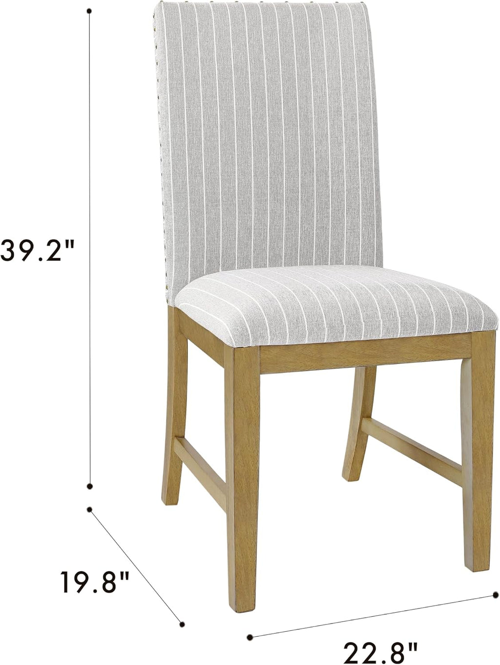 HomePop Upholstered Wood Apron Dining Chair - Light Gray Stripe (Set of 2)