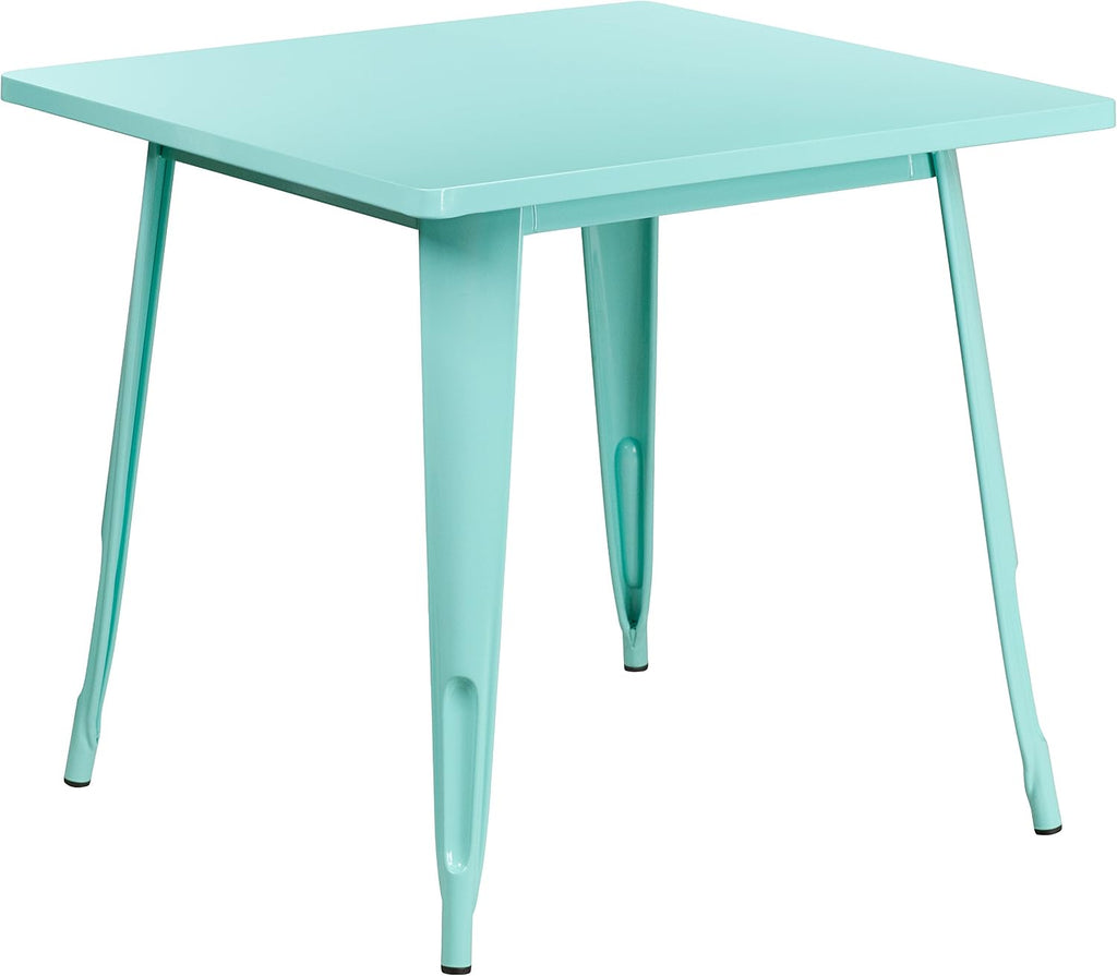 Flash Furniture Felix Commercial Grade 31.5' Square Mint Green Metal Indoor-Outdoor Table