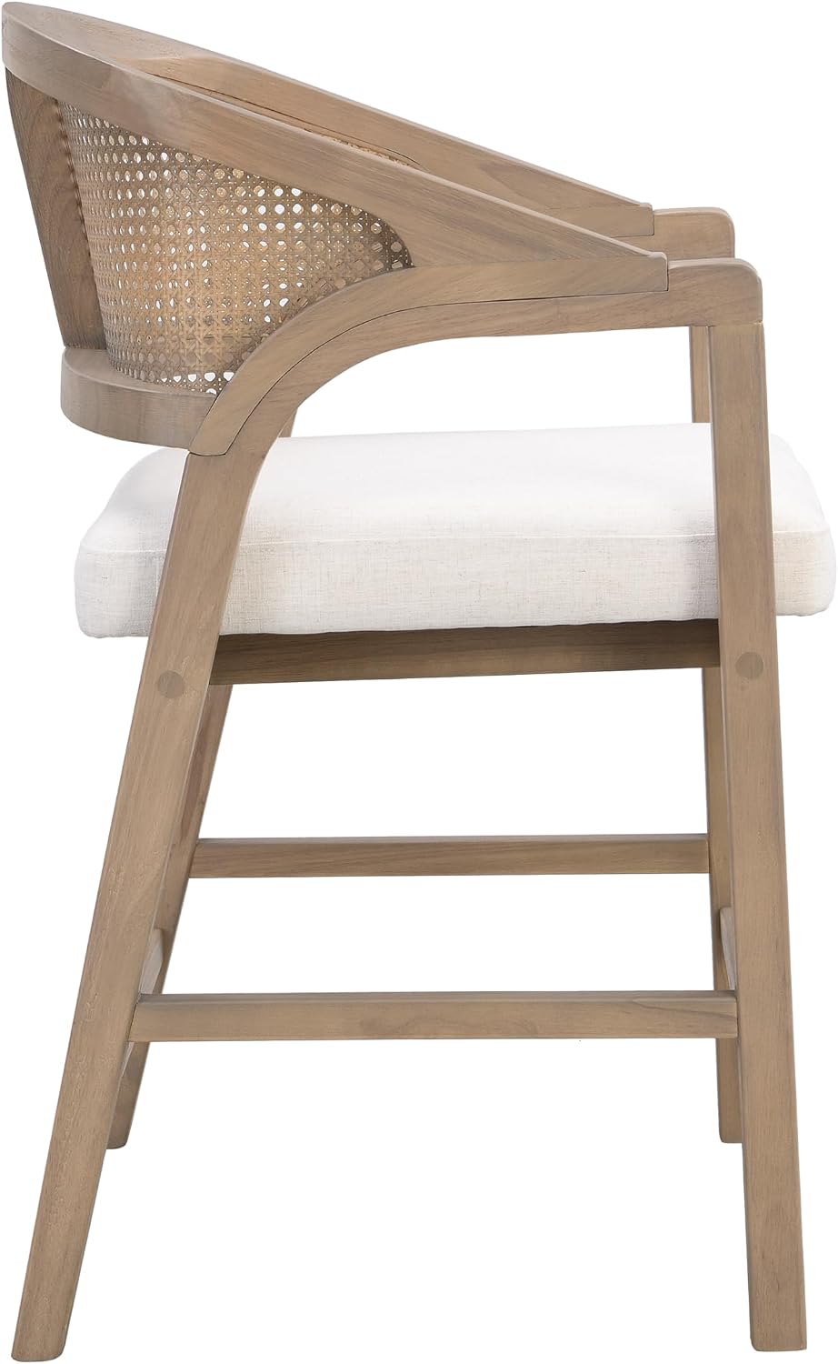 Christopher Knight Home Set of 2 Morley Wooden Counter Stool,Dining Room/Kitchen Island Barstool with footrest, Curved Backrest,Wicker/Cane Accents,Soft Removable Cushions, Light Beige+Light Ash