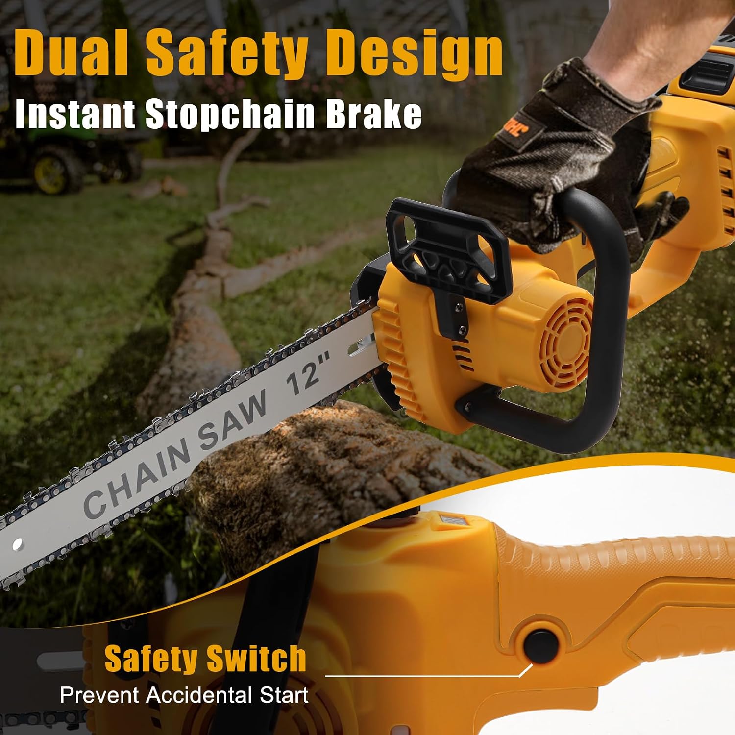 Mini Chainsaw Cordless for Dewalt 20V Battery, Brushless Electric 12'/ 10' with Auto Oiler & Security Lock, for Tree Trimming, Branch Wood Cutting (Tool Only) (Chainsaw)
