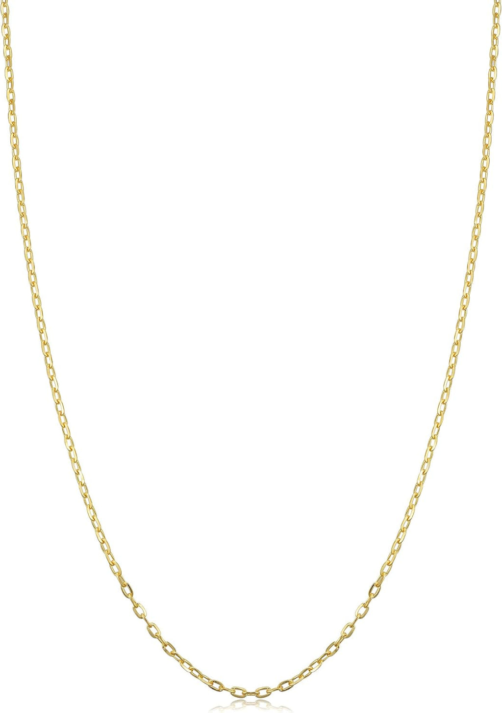 Kooljewelry 14k Yellow Gold Diamond-Cut Cable Chain Necklace For Women - Real Gold (choose 1mm or 1.3mm thick - sizes from 14 to 20 inch)