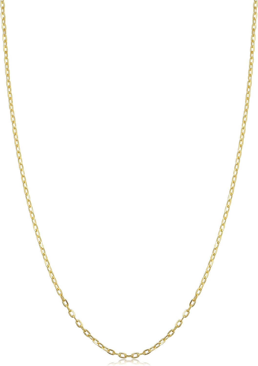 Kooljewelry 14k Yellow Gold Diamond-Cut Cable Chain Necklace For Women - Real Gold (choose 1mm or 1.3mm thick - sizes from 14 to 20 inch)