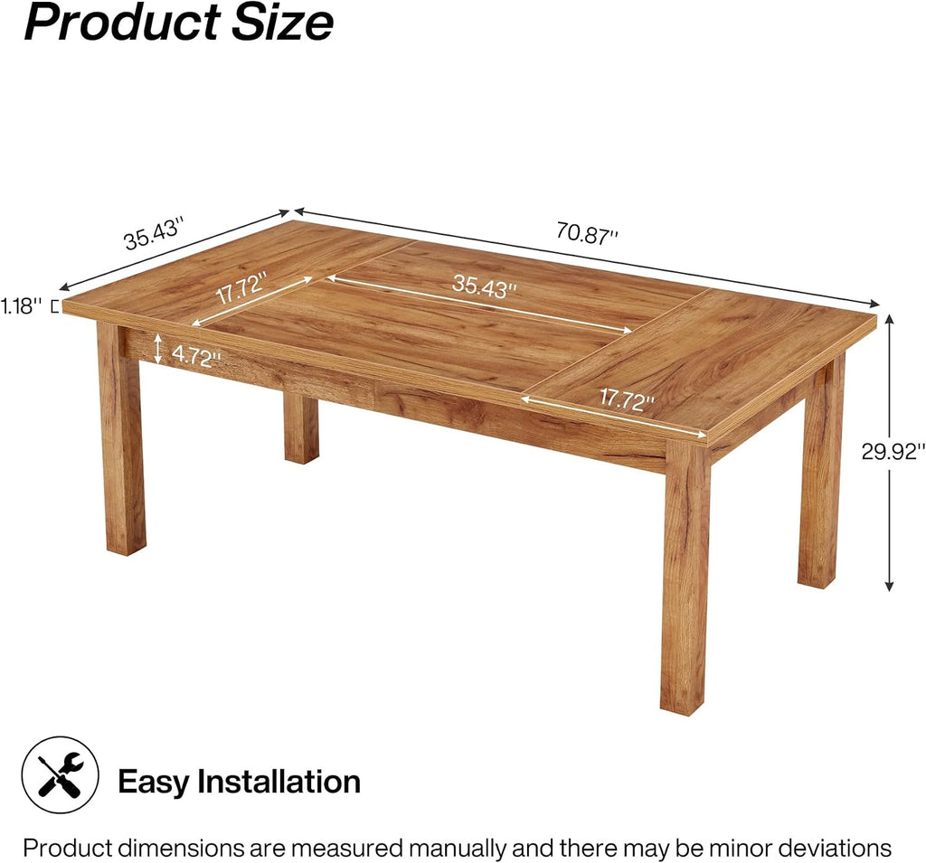 Tribesigns 70.87' Modern Farmhouse Dining Table for 6-8, Solid Wood Legs & MDF Top, Heavy Duty 350lb Capacity, Large Rectangle Kitchen Dinner Table, Easy Assembly