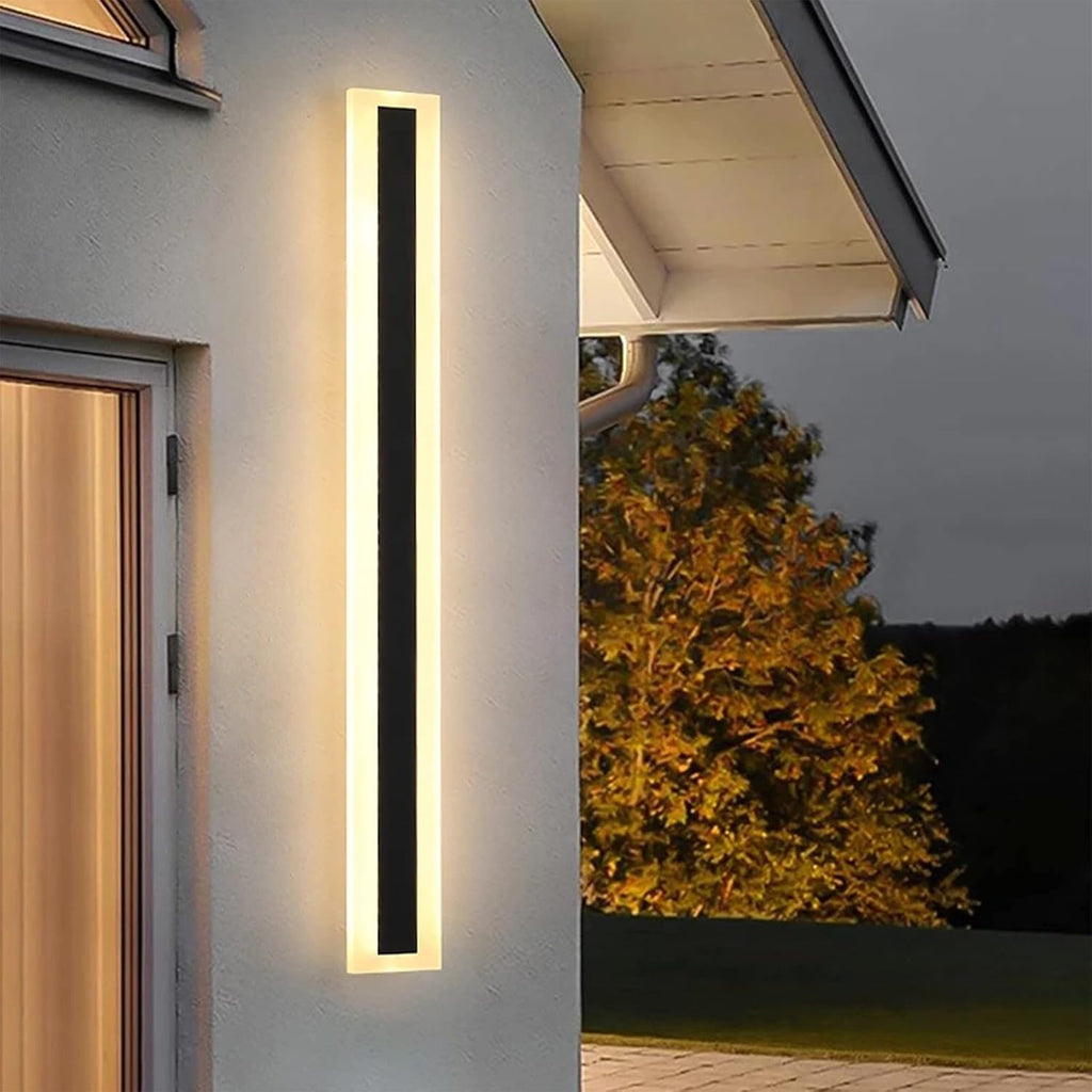 LED Exterior Wall Lighting Black Dimmable Indoor Wall Lights with Remote Control Up Down Modern Wall Lamp Outside Porch Garden Light IP65 Waterproof Wall Sconces Long Strip Spotlight, 100cm Lofty