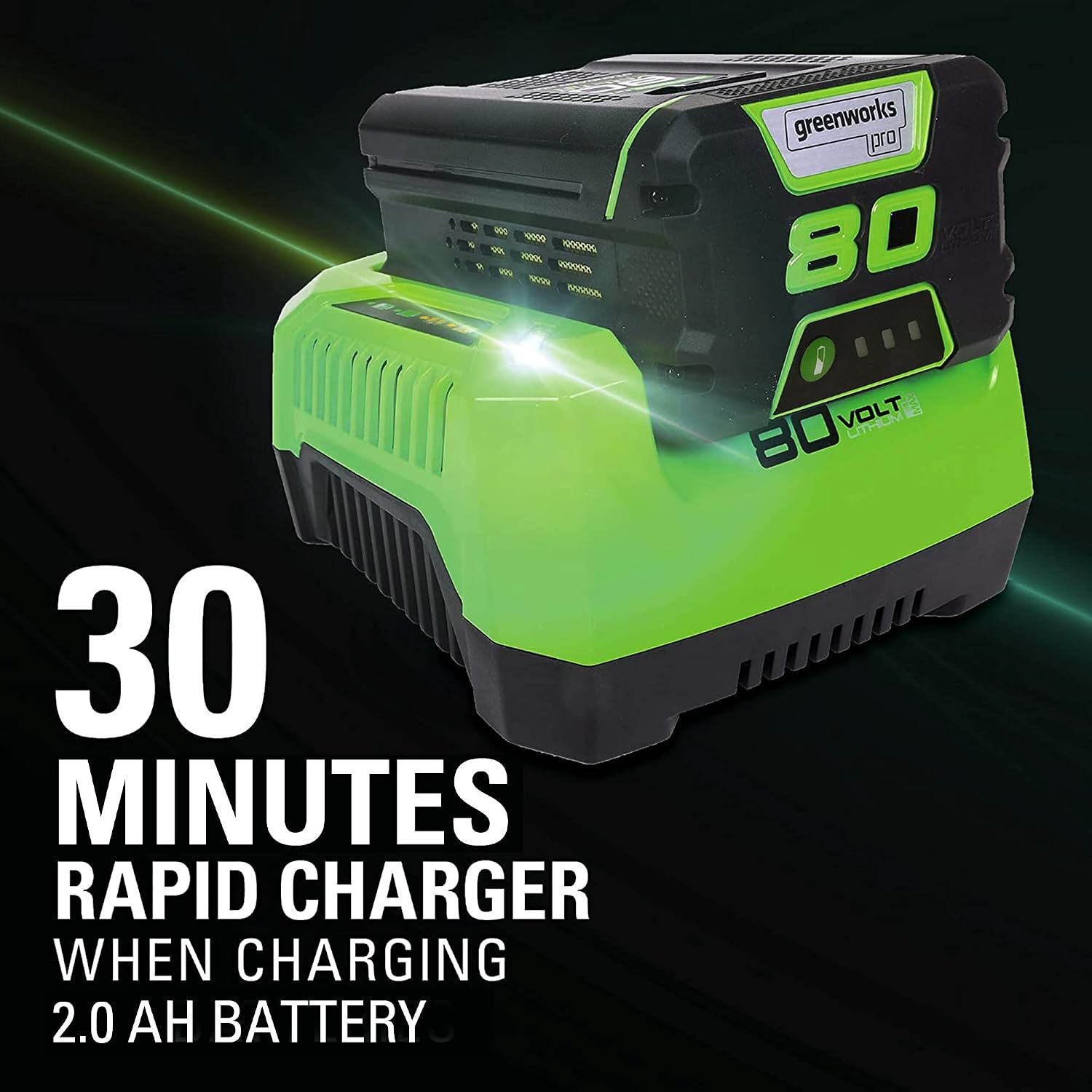 Greenworks 80V 18' Brushless Cordless Chainsaw (Great For Tree Felling, Limbing, Pruning, and Firewood) / 75+ Compatible Tools), 2.0Ah Battery and Rapid Charger Included