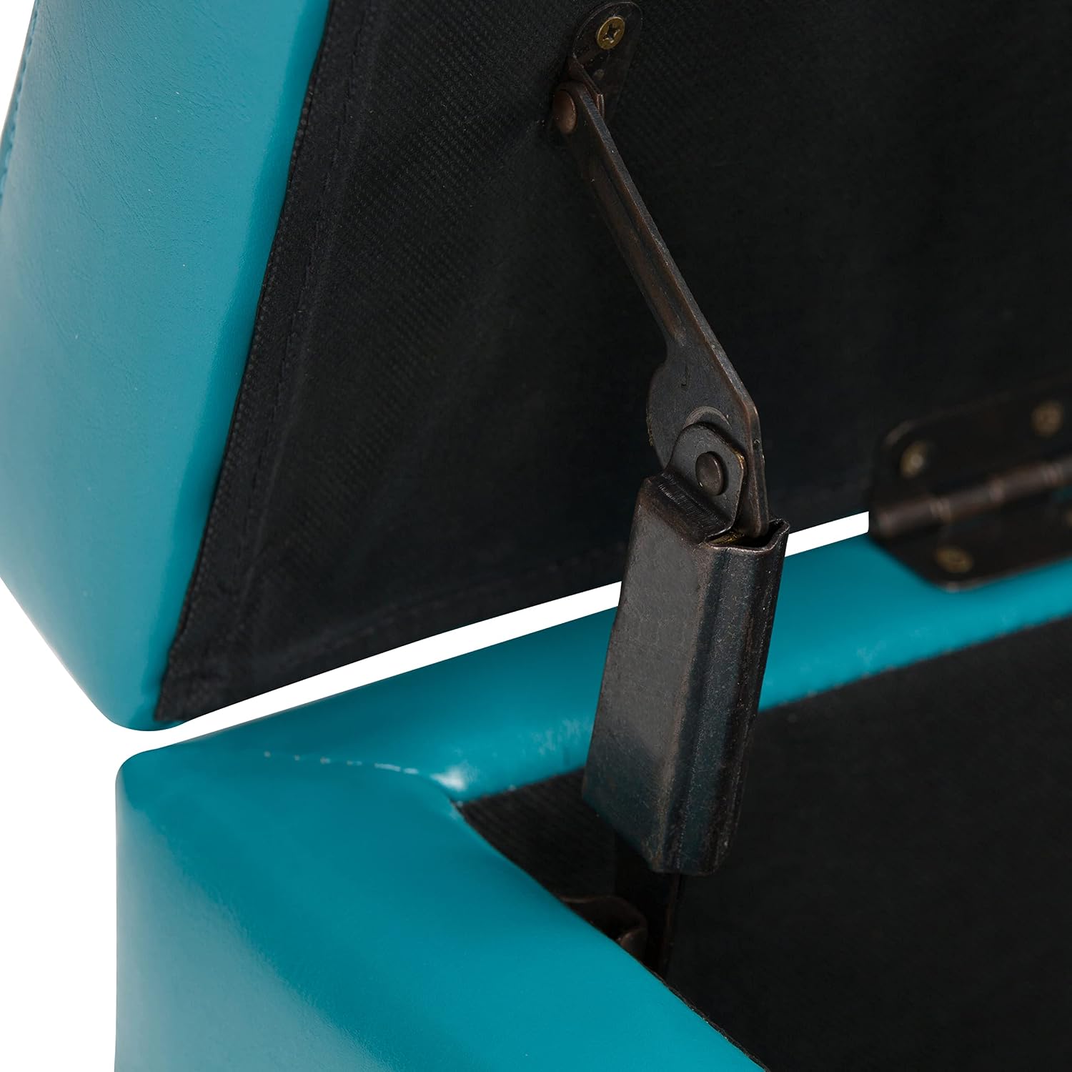 SIMPLIHOME Hamilton Storage Ottoman - 48 inch Wide Upholstered Vegan Leather Rectangle Storage Ottoman Bench in Mediterranean Blue, Traditional Tufted Ottoman for Living Room with Lift-Up Lid
