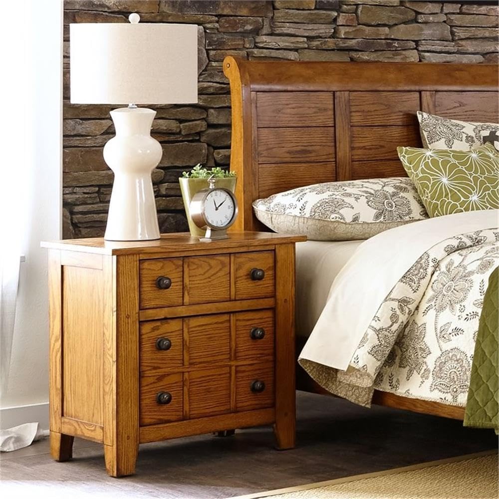 Liberty Furniture Grandpa's Cabin Drawer Night Stand, 27' x 17' x 27', Aged Oak