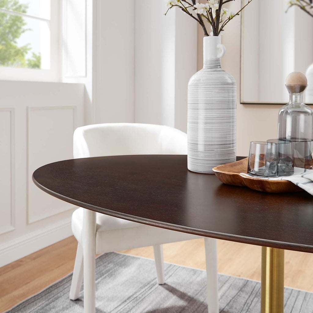 Modway Lippa Dining Table, 60', Gold Cherry Walnut