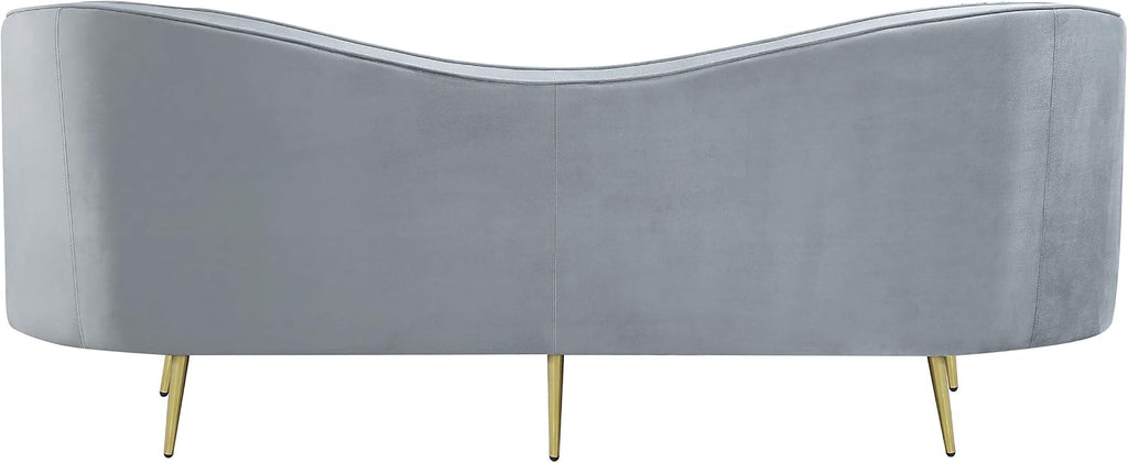 Coaster Home Furnishings - Sophia - Velvet Fabric Upholstered Channel Tufted Stationary Sofa with Inverted Camel Back - Contemporary - Living Room - Gray - 506864