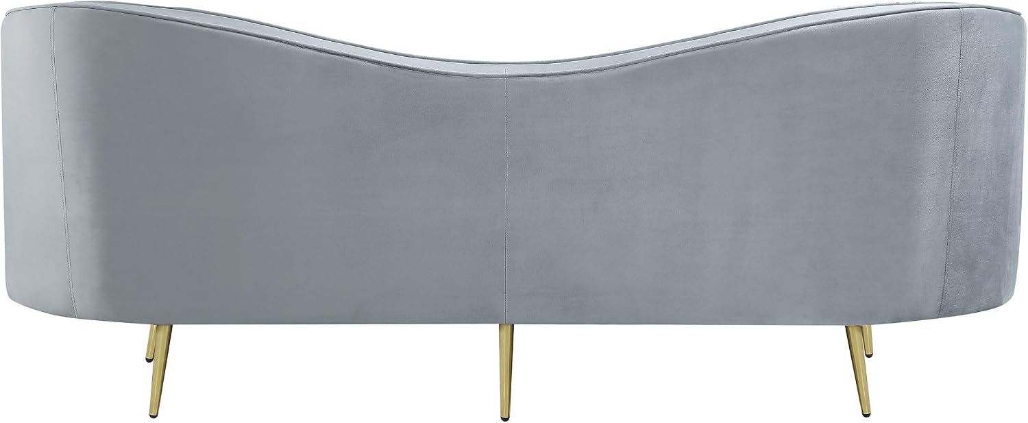 Coaster Home Furnishings - Sophia - Velvet Fabric Upholstered Channel Tufted Stationary Sofa with Inverted Camel Back - Contemporary - Living Room - Gray - 506864