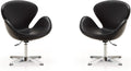 Manhattan Comfort Raspberry Adjustable Swivel Accent Chair with 360° Turn, Polished Chrome Base, Modern Retro Design, Versatile Seat Ideal for Any Room, Set of 2, Black