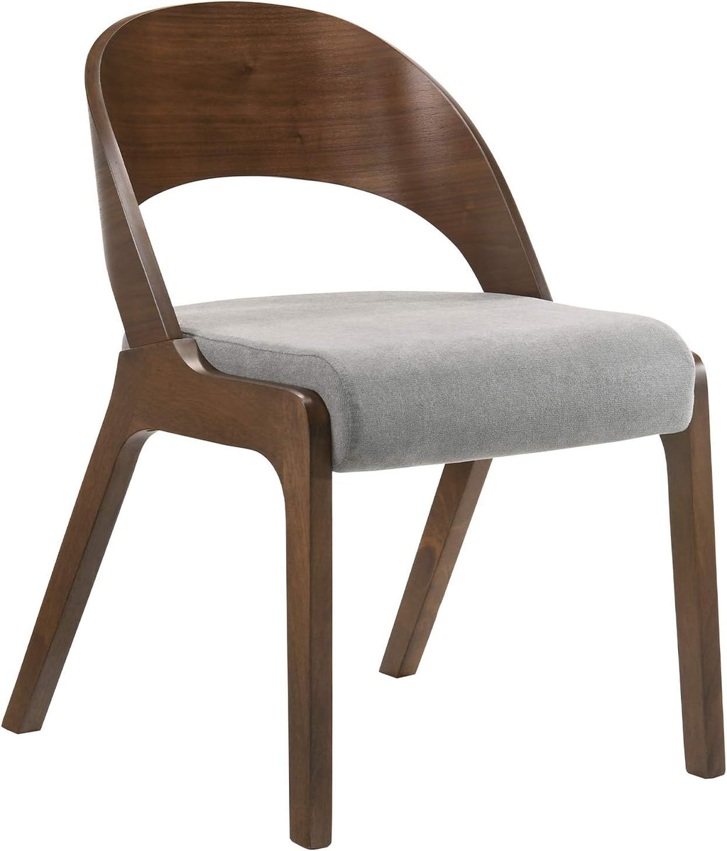 Armen Living Polly Mid-Century Modern Dining Accent Chairs Finish Fabric-Set of 2, 20' Wide, Walnut/Grey