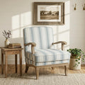 HULALA HOME Upholstered Accent Chair, Mid-Century Modern Striped Chair with Graceful Curves and Wooden Legs, Comfy Lounge Armchair Striped Accent Chairs for Living Room, Bedroom (Blue)