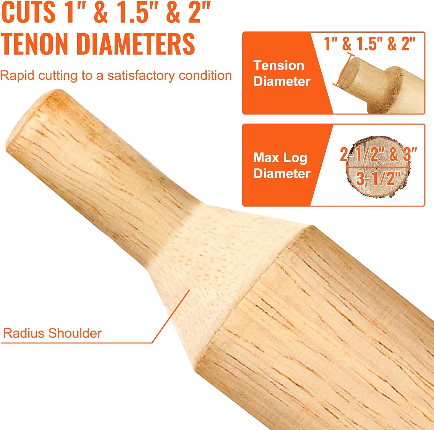 VEVOR Tenon Cutter, 1'/25.4mm & 1.5'/38mm & 2'/50.8mm, with Dual Straight Blades & Button Screws Home Master Kit, Premium Aluminum & Steel Log Furniture Cutter, Commercial Starter's Tool for Home DIY