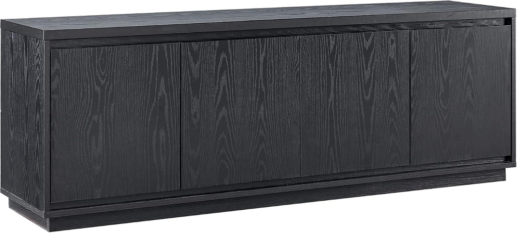 Henn&Hart TV Stand for TVs up to 75' with 2 Concealed Storage Cabinets and Adjustable Shelves for Living Room, Family Room, or Office, Natural Black