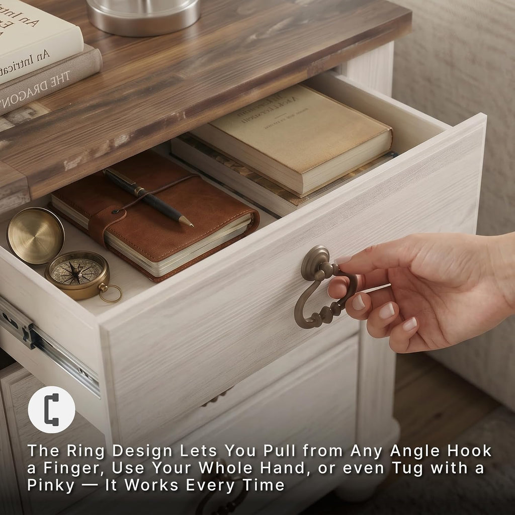 Signature Design by Ashley Willowton Farmhouse 2 Drawer Nightstand with USB Charging Ports, 25.67' Tall, Whitewash