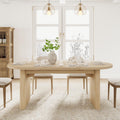 GarveeHome Oval Dining Table for 6-8 People, Long Large Kitchen Table with Thick Sturdy Wooden Base, Farmhouse Dining Room Table for for Kitchen, Living Room, Office (70.87' Long,Natural)