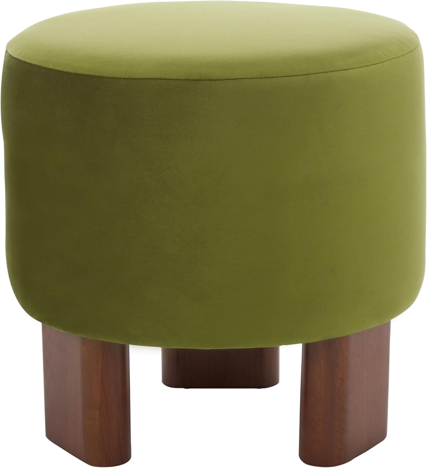 SAFAVIEH Home Collection Mista Olive Green Velvet Round Ottoman Seat Foot Rest